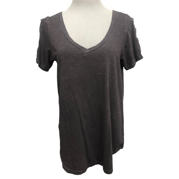 Torrid preloved gray ladder cold shoulder sleeve blouse top SIZE 0 or LARGE - Picture 1 of 7